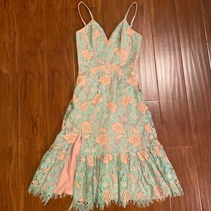 Dress the Population Midi Lace Dress with slit